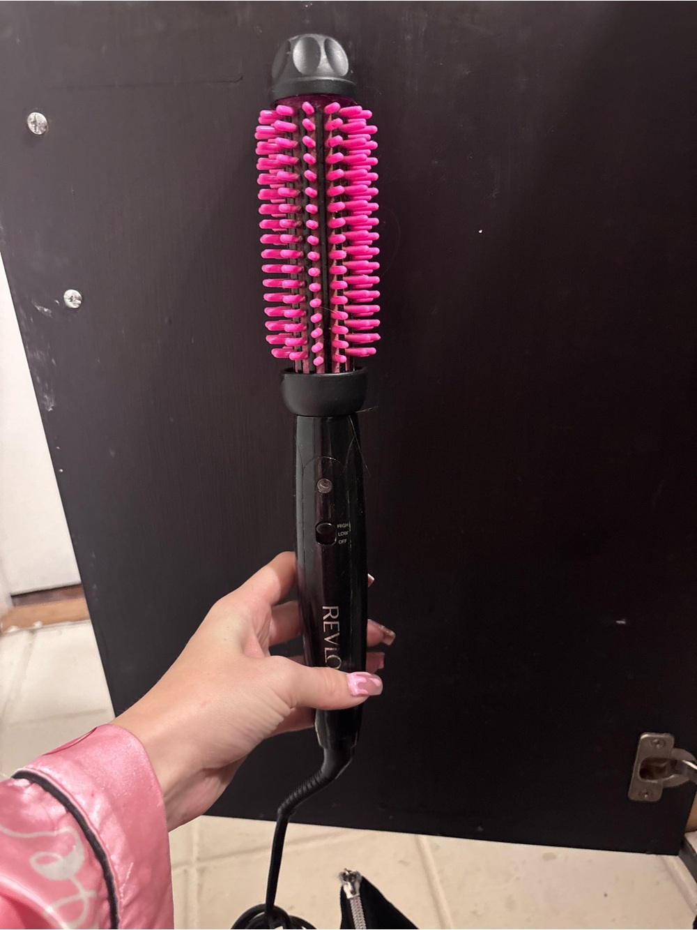 Revlon Black Hair Hot Air Brush with Pink Bristles